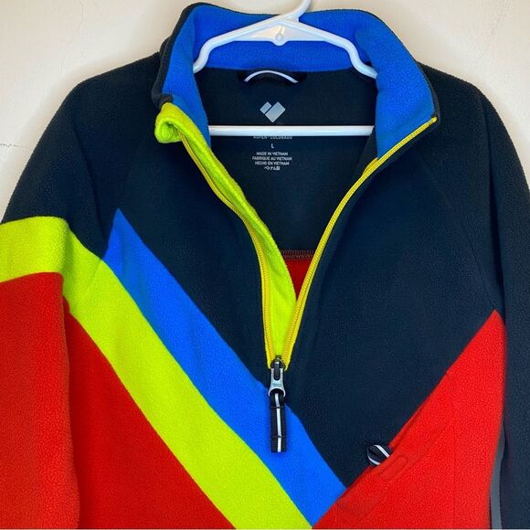 Obermeyer Kids’ Morgan Half Zip Fleece Sweater Red/Navy Blue Sz Large Unisex - Picture 4 of 12